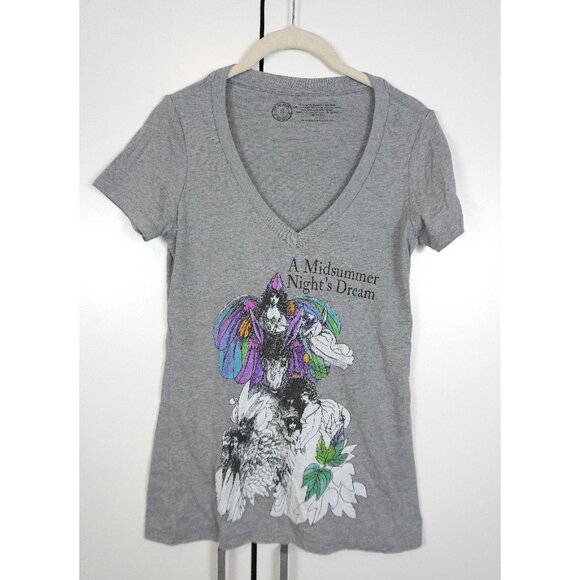 Out of Print "Midsummer Night's Dream" V-Neck T-Shirt in Grey. - Picture 6 of 8